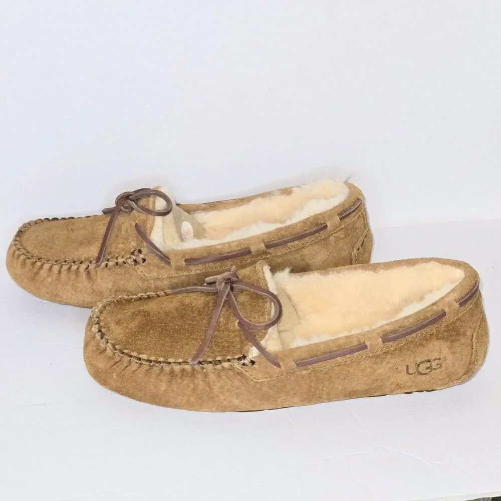 UGG Slip On Shoes Moccasin Dakota Suede/Wool Brown Women Sz 7 US (38 EU) NEW NIB